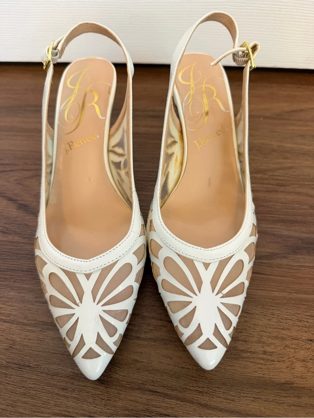 J. Reneé White Cutout Slingback Pumps